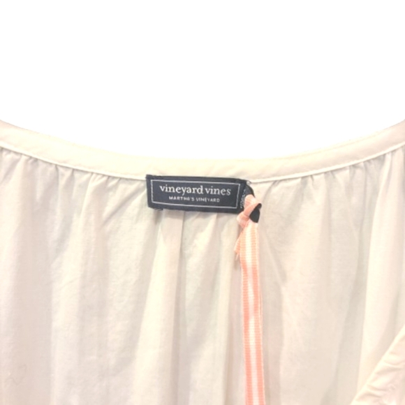 Vineyard Vines Marina Dress Large White Midi Puffy Sleeves Summer Tiered - Picture 4 of 16